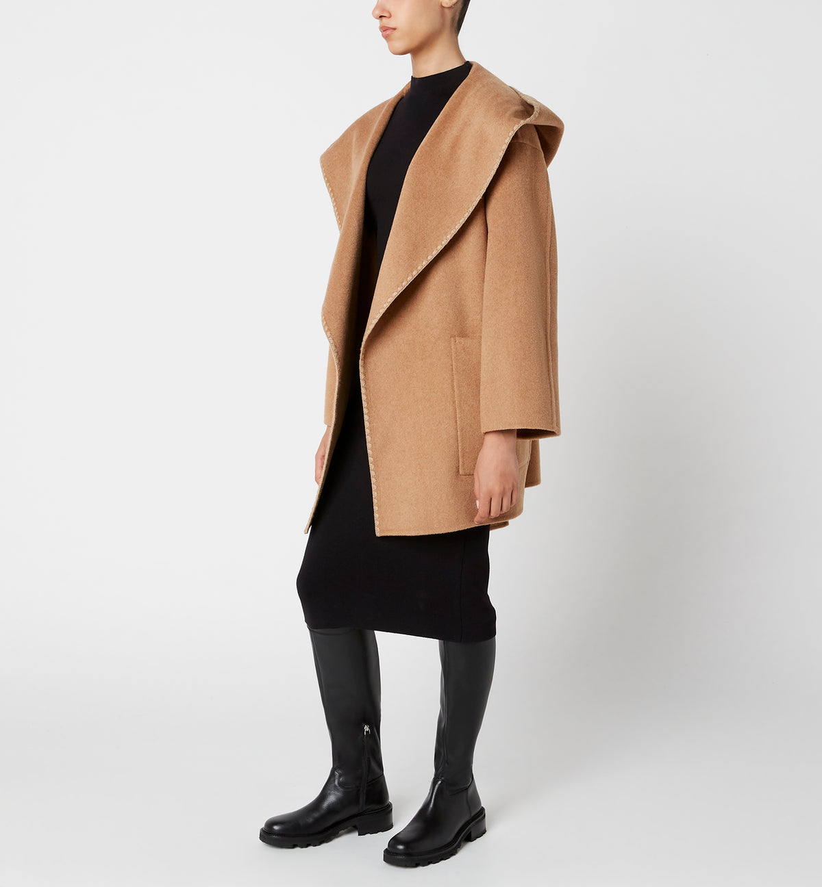 ZANDER MANTEAU CROISÉ COURT EN LAINE MÉLANGÉE 