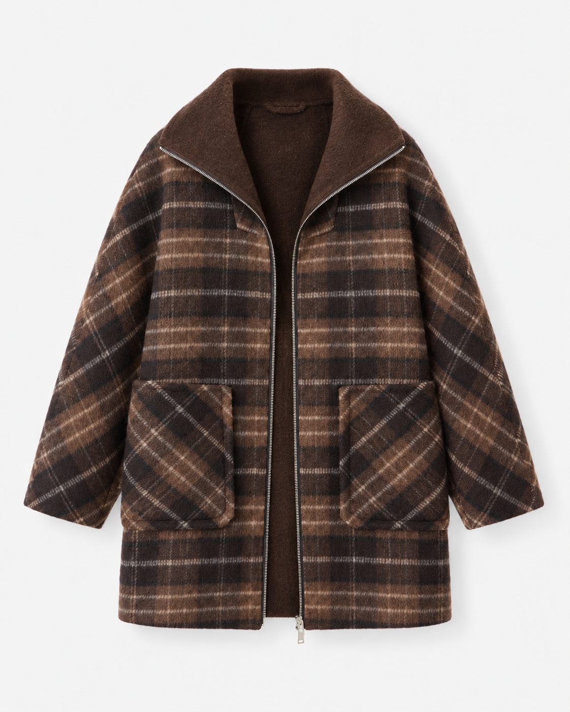 ZEV MANTEAU EN LAINE À FERMETURE ZIPPÉE