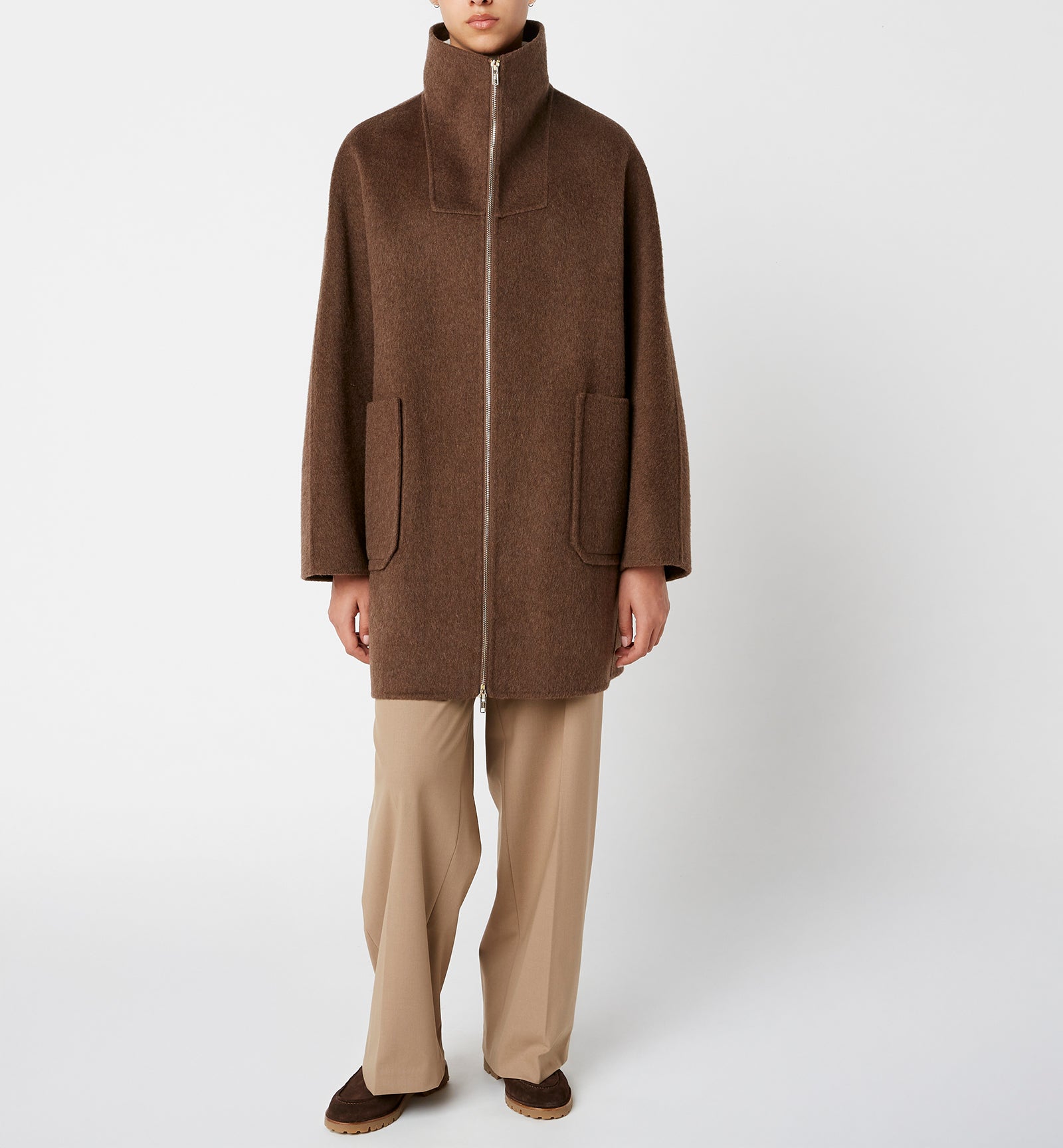 ZEV MANTEAU EN LAINE À FERMETURE ZIPPÉE