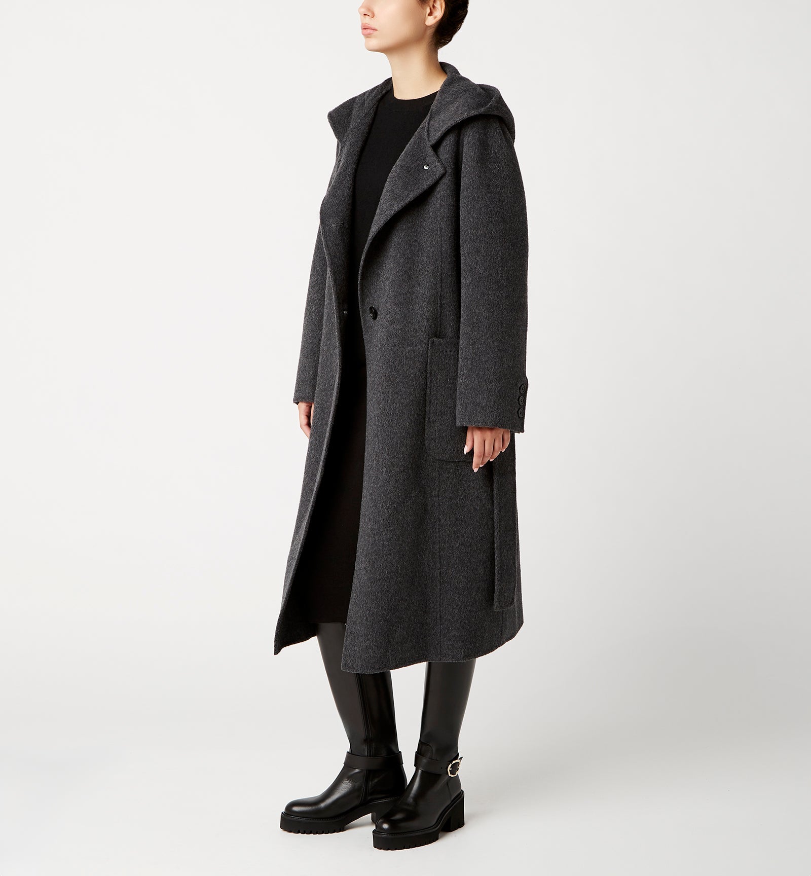 ZURI LONG HOODED WOOL COAT